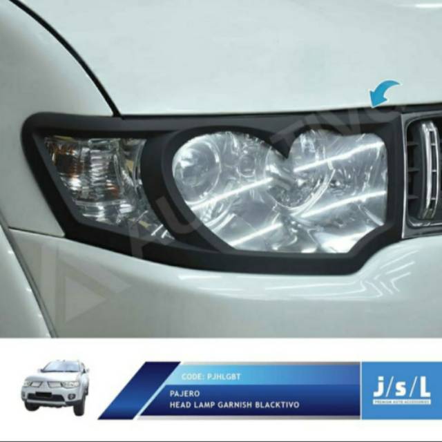 Garnish lampu depan Pajero sport / head lamp garnish Hitam &amp; Chrome  jsl