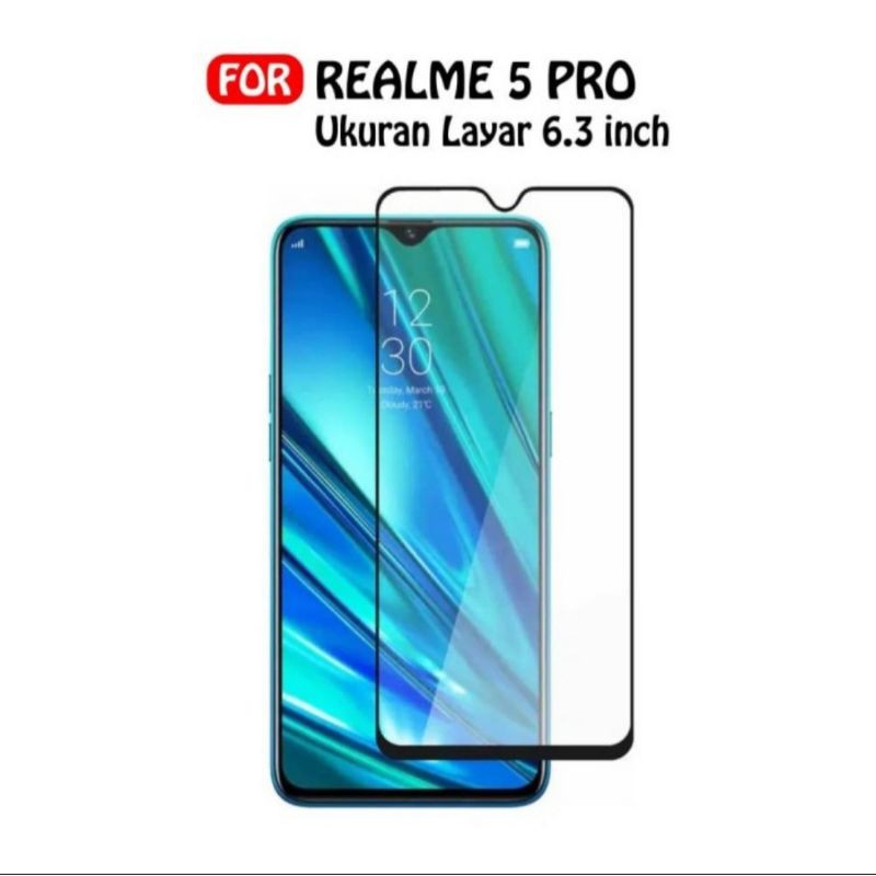 Realme 5 Pro Tempered Glass Full Layar Anti Gores Kaca