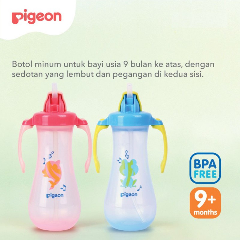 Pigeon Tall Straw Bottle Botol Minum Bayi 9m+ - 300 ml