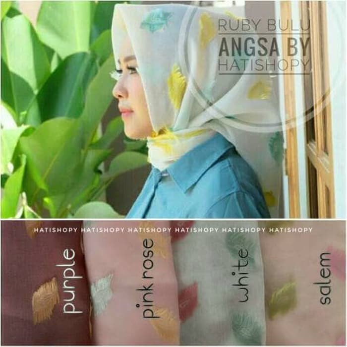 Kerudung Segiempat Ruby Bulu Angsa Ori Rubiah Bulu Angsa Rubyah Shopee Indonesia