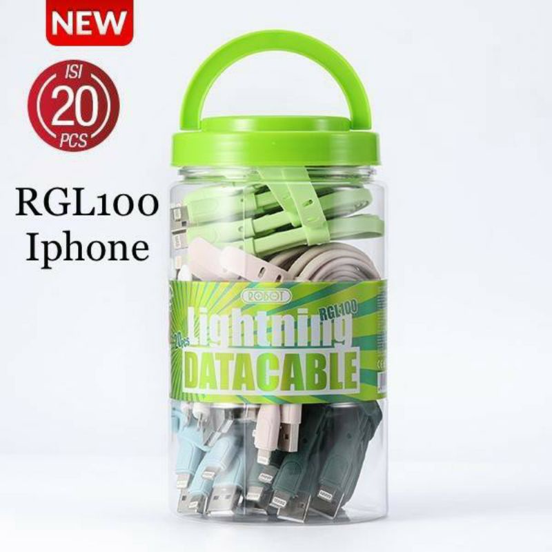 Kabel Data Robot RGL100 Kabel Data Lightning iPhone Isi 20 Pcs Original