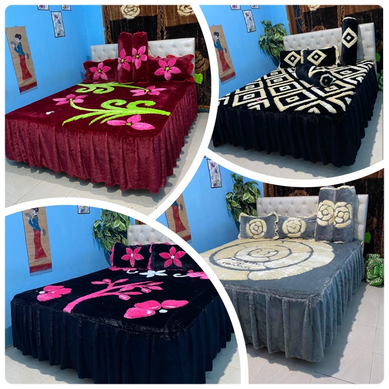 Sprei Bulu Rasfur 160x200, 180x200, 200x200 Rumbai Model U