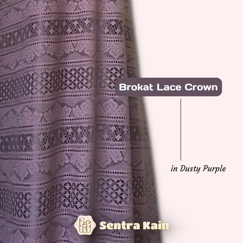 Kain Kebaya Bahan Brokat Lace Crown warna dusty puple
