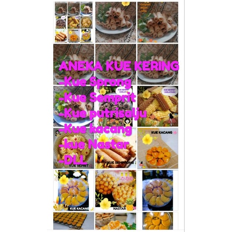 

Aneka Kuker, Nastar /putri salju/ kue kacang/ semprong/ kue mawar /Macaron kelapa