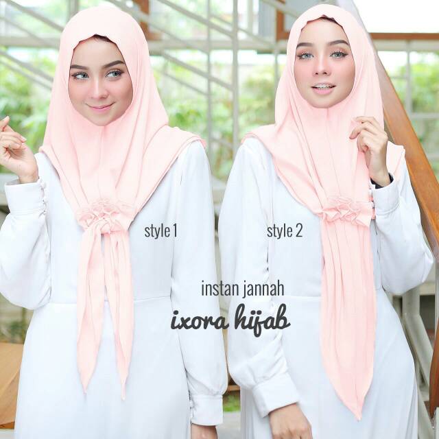 Jilbab Bahan Bubble Crepe Instant Jannah by Ixora Hijab Original