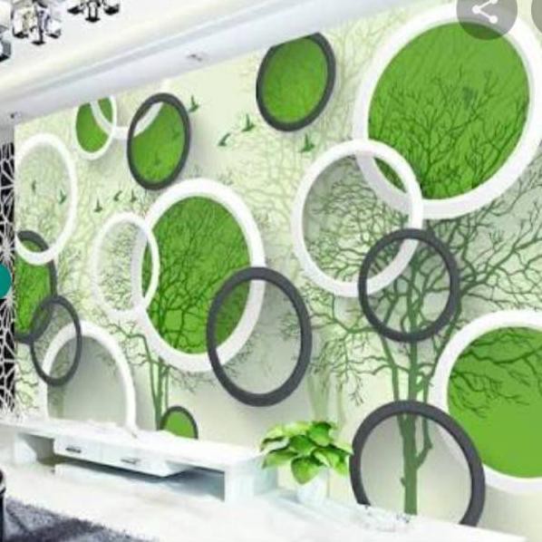 Harga's bersahabat Wallpaper Dinding Stiker Kamar Polkadot 3D Hijau Pohon Dekorasi Ruang Tamu Dapur