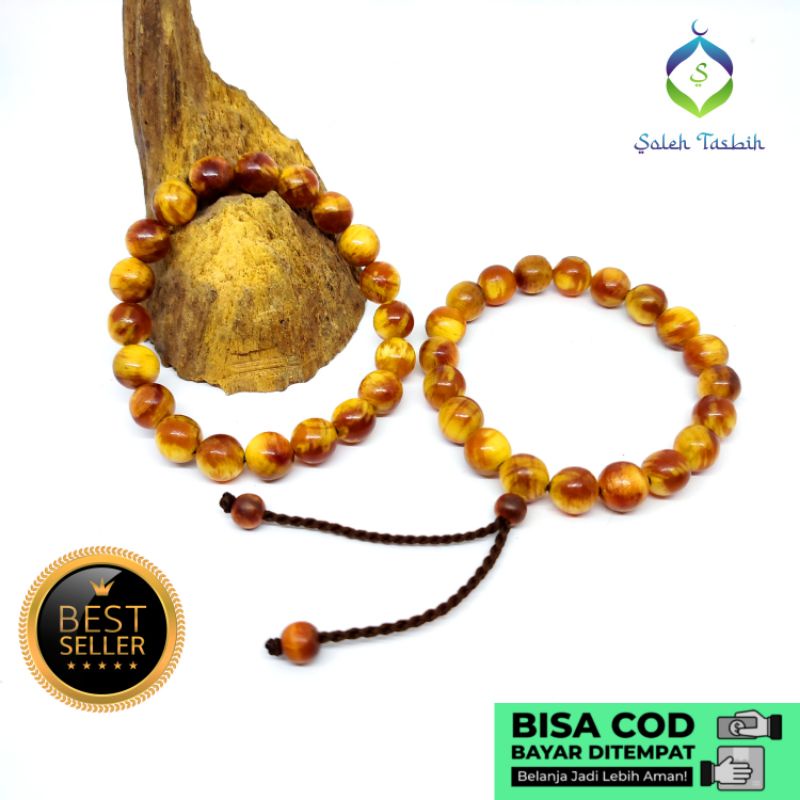 Gelang Kayu Pinus Size 8mm, Model Benang Serut Dan Benang Karet_Gelang Pria Dan Wanita