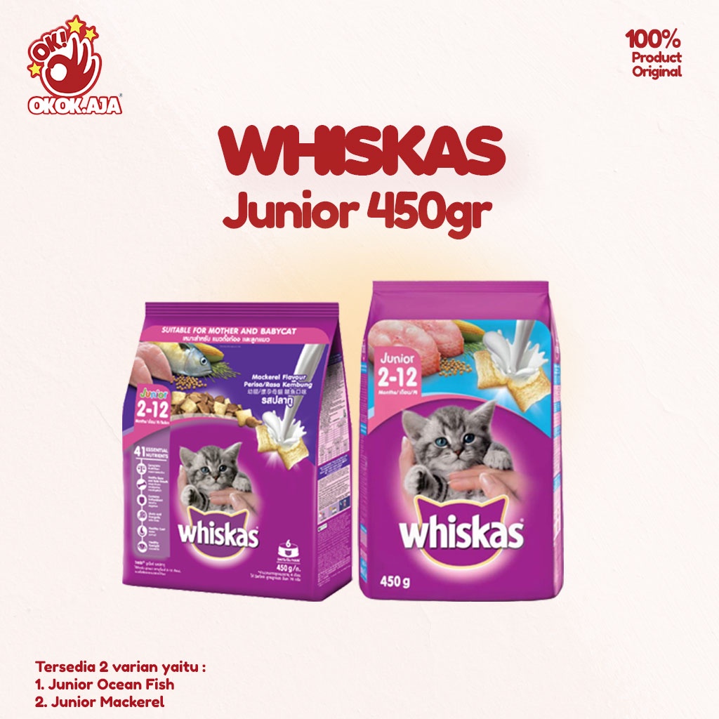 Makanan Kucing kering murah WHISKAS JUNIOR 450gr Freshpack