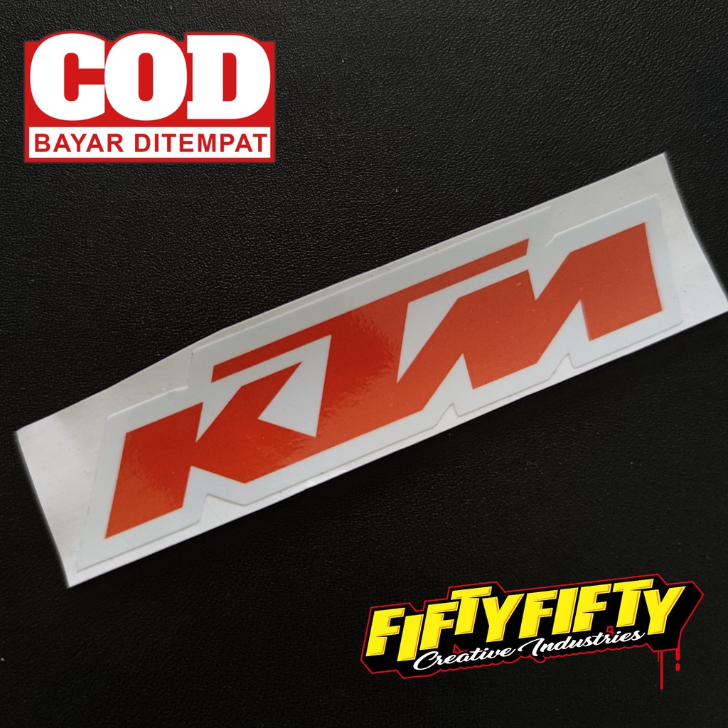 Stiker Print Cut KTM Stiker Printing Laminasi Glossy Tahan Air Stiker Motor Mobil Helm Sudah Membentuk Pola Desain