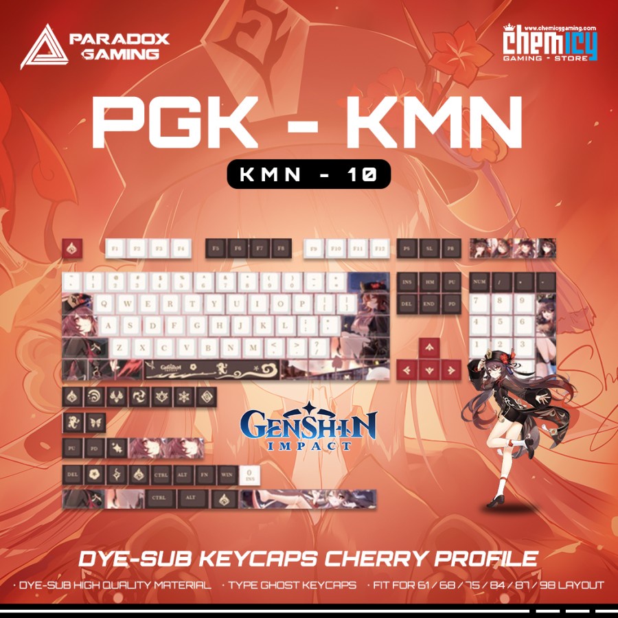 Paradox Gaming KMN-10 / KMN10 Dye-sub Keycaps 136 set Cherry Profile