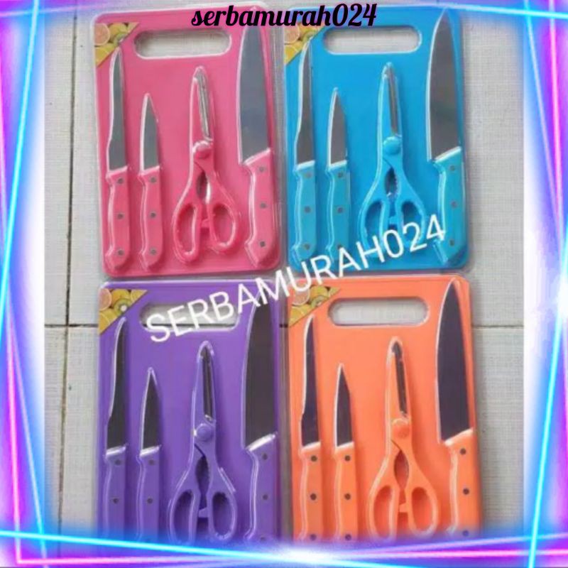 [cod] Set Talenan Dapur Lengkap 5 In 1 / Talenan Plastik / Pisau Dapur / Pisau Peeler Uk 20cm X 30cm