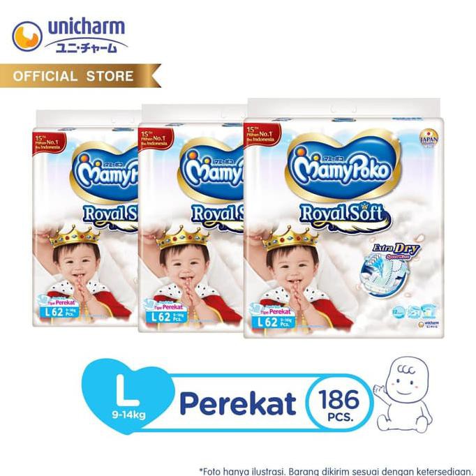 MamyPoko Popok Perekat Extra Soft - L 62 - Karton Isi 3