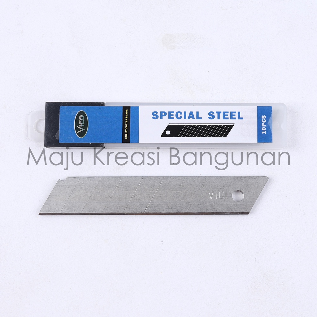 Isi Cutter VICO 10 Buah Ukuran Besar Pisau Kater 18mm Refill Blade Utility Knife K60100 L500