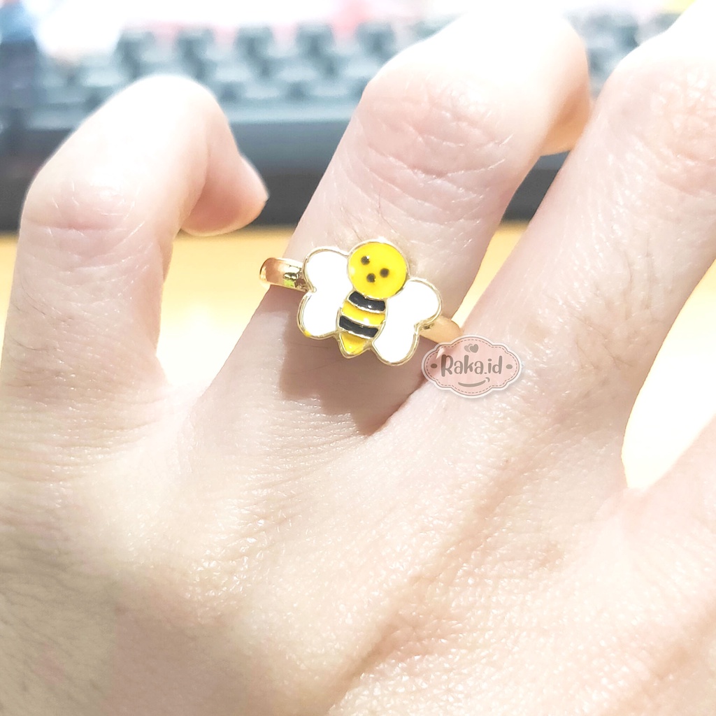 Cincin Anak Motif Bee Lebah Sayyap Putih Perhiasan Cantik Anak 1160