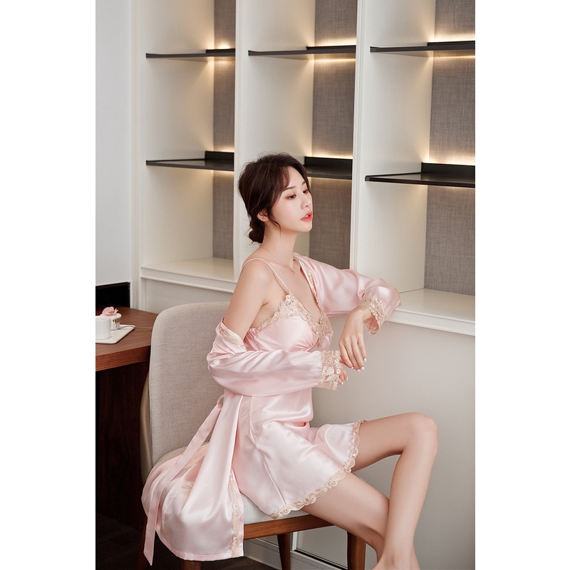 S5T939 Setelan 5pcs Sleepwear Baju Tidur Import Piyama Wanita Komplit - Lingerie Kimono, Babydoll, Tanktop, Celana Panjang &amp; Pendek