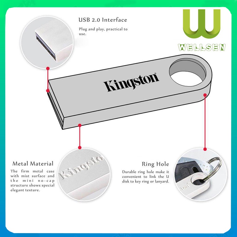 Kingston DataTraveler SE9 16GB 32GB 64GB 128GB Flash Drive Memory Stick Metal U Disk USB 2.0