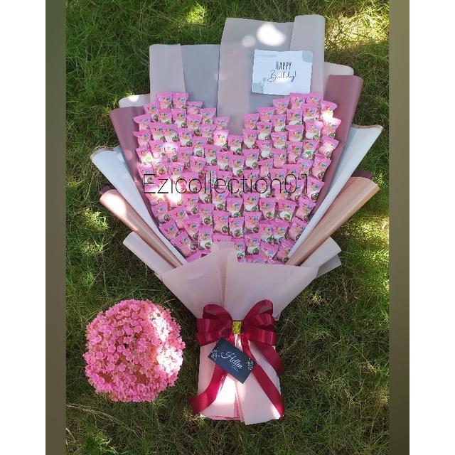 BUKET YUPI / BUKET PERMEN / BUKET SNACK / KADO ULTAH MURAH FULL KERTAS CELLEPHONE