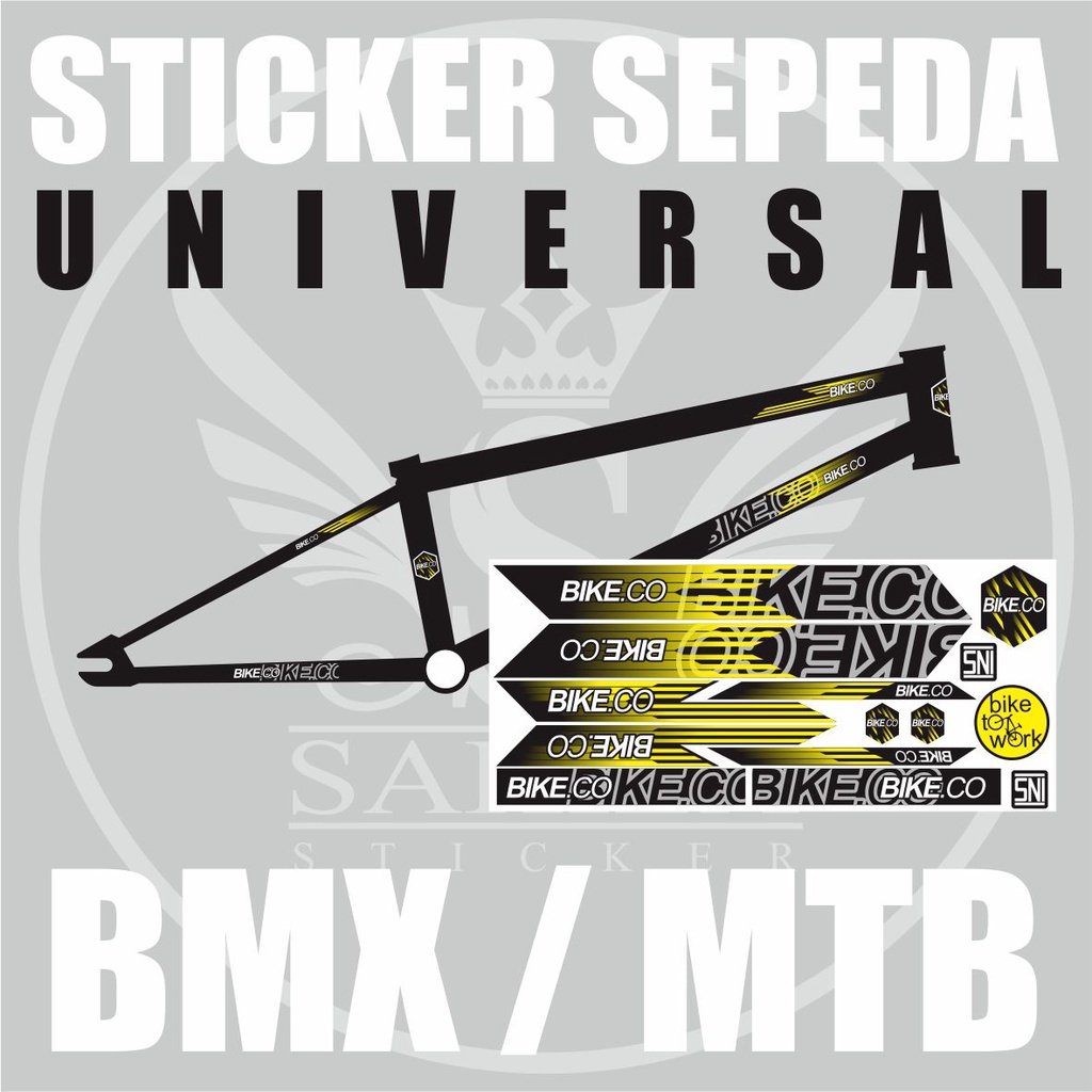 STIKER VARIASI SEPEDA BMX / MTB / UNIVERSAL / STRIPING STIKER SEPEDA BIKE.CO 02 KUNING