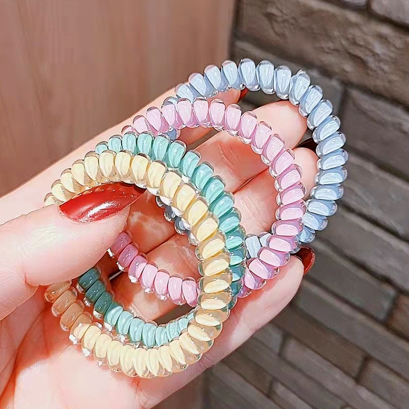 Ikat Rambut Model Kabel Telepon Bahan Resin Warna Permen Untuk Wanita