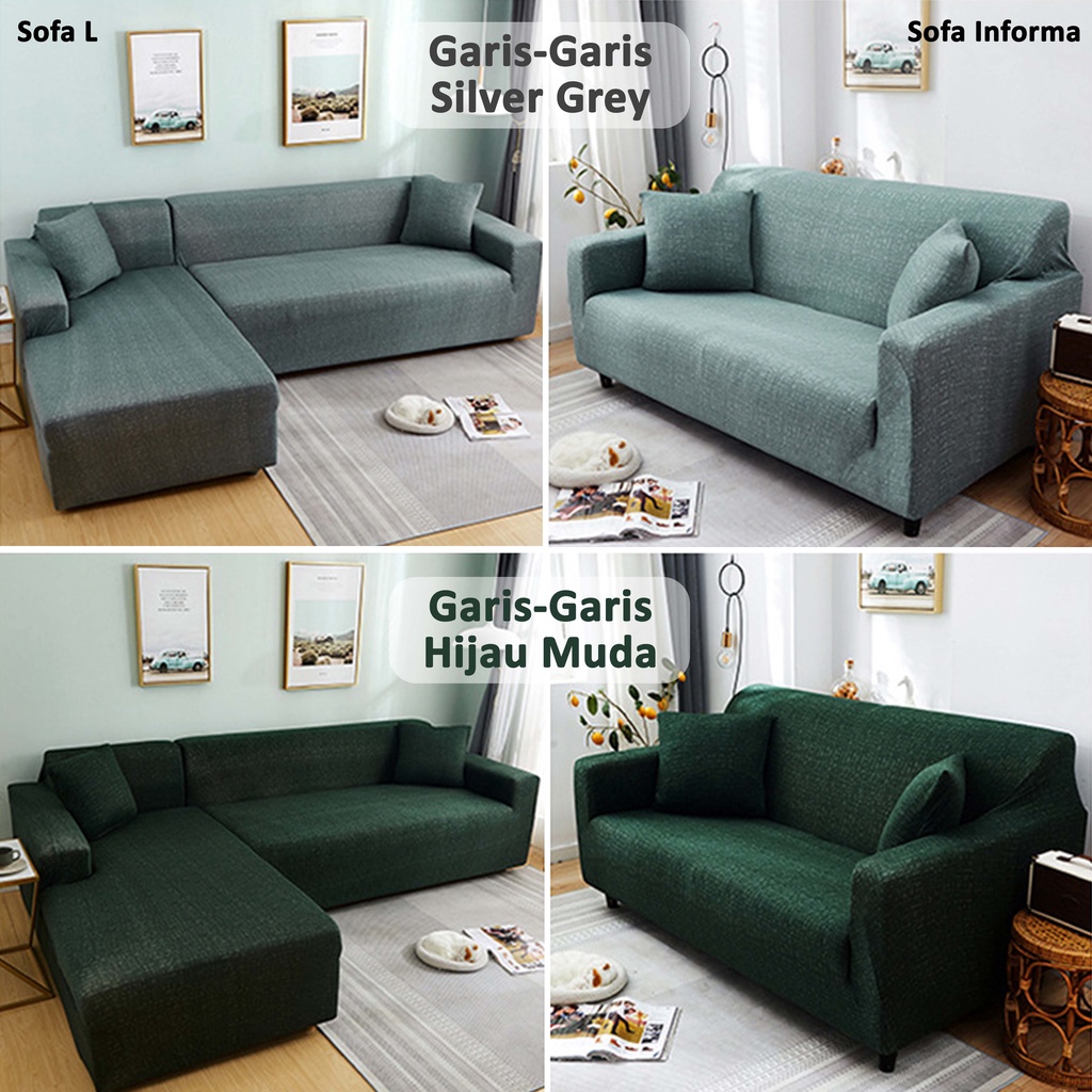 Cover Sofa  sarung sofa striped sofa cover/Elastic Sofa Cover Grid / Sarung Penutup Sofa Elastis Stretch Polos Kisi