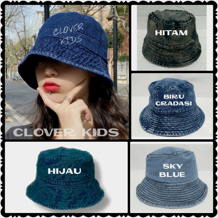 Topi Pria Topi Bucket Denim Jeans Korea Premium Retro Fisherman Wanita Pria(O5X6) Topi Pria Distro O