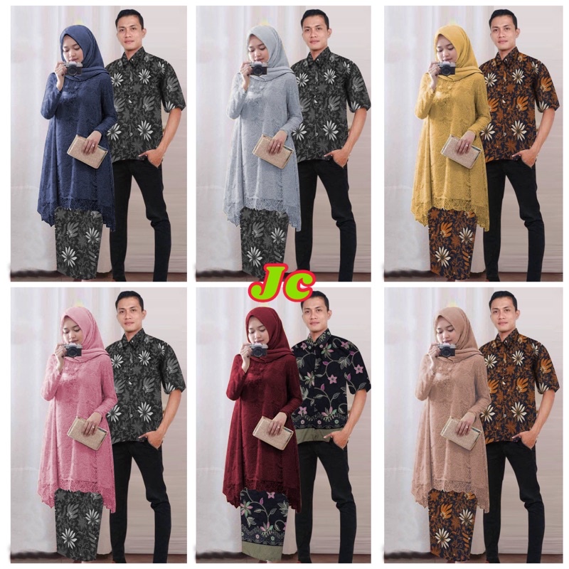 6 wrna JC Cp Tunik sofie / Couple Tunik Safitri / Baju pasangan batik kebaya