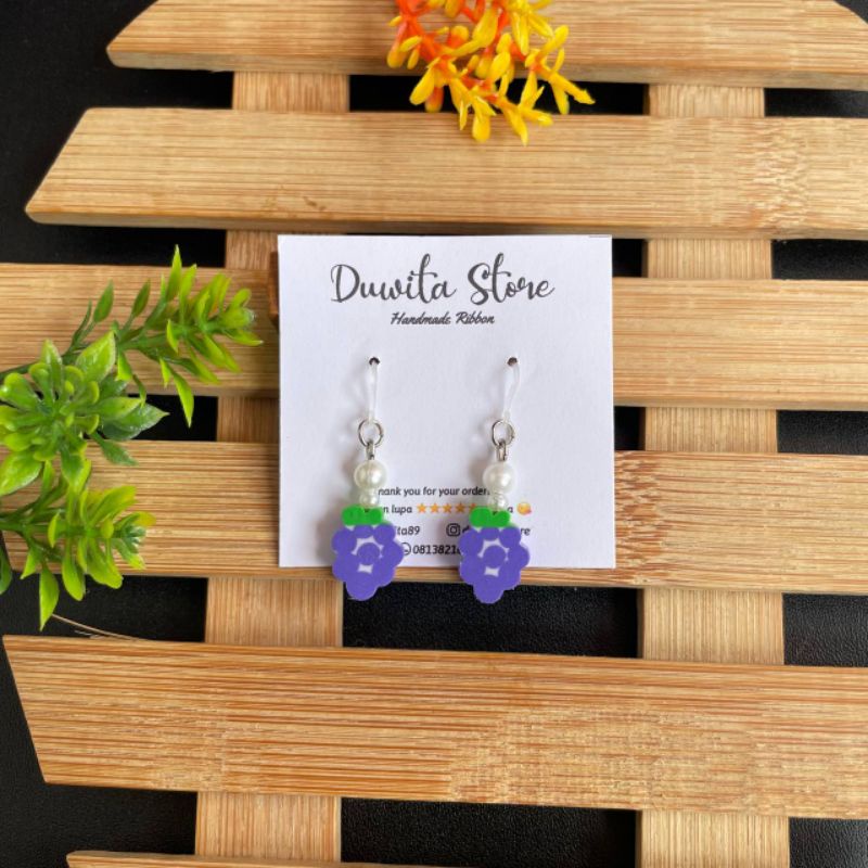 ANTING HANDMADE KAIT PLASTIK ANTING ANAK/DEWASA MOTIF BUAH