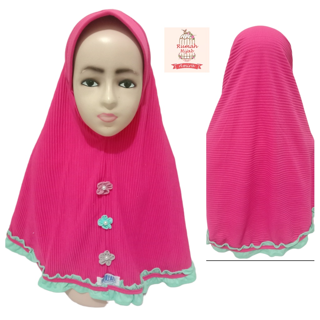 Jilbab Kerudung Anak Tk SD Plisket Kaos Bunga 3