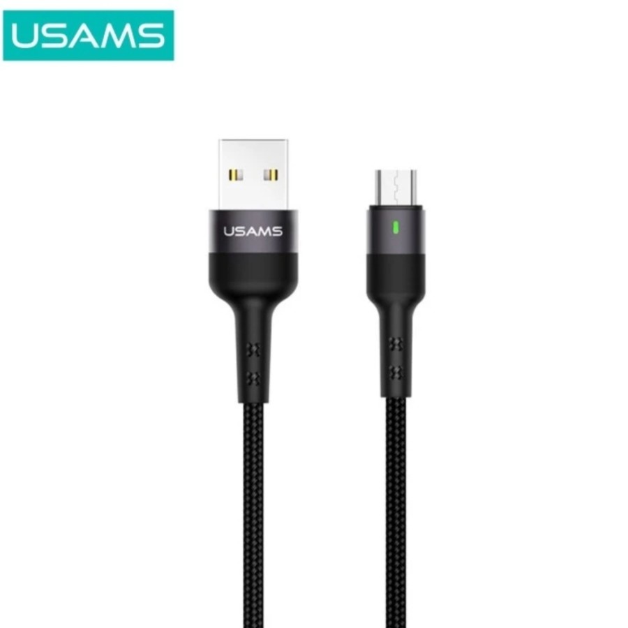 USAMS Kabel Data Charger Micro USB 2A 1M Fast Charging LED - SJ312