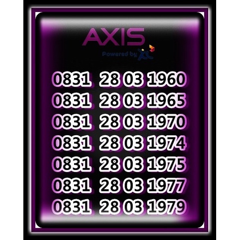 Axis 4G Nomor Cantik & Rapi Seri Tanggal Bulan & Tahun Lahir (28 Maret Tahun/28 03 Tahun)