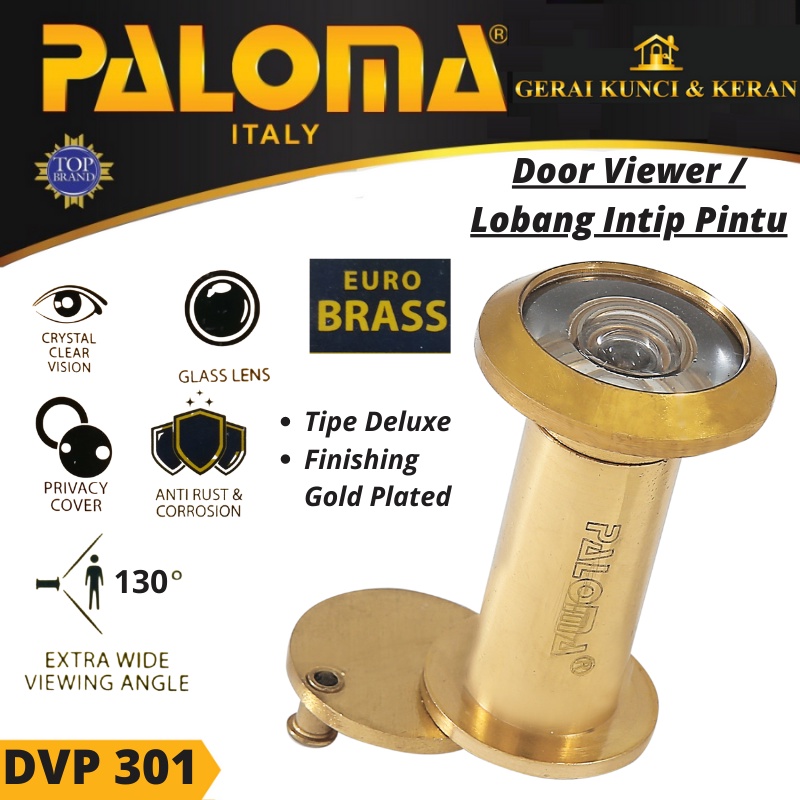 LUBANG PINTU INTIP PALOMA DOOR VIEWER DVP  301  DELUXE  GOLD PLATED EMAS 130 DERAJAT