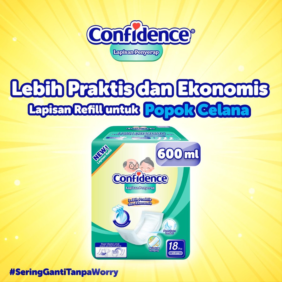 CONFIDENCE Insert Pad Lapisan Refill Popok Celana Dewasa 600 ml