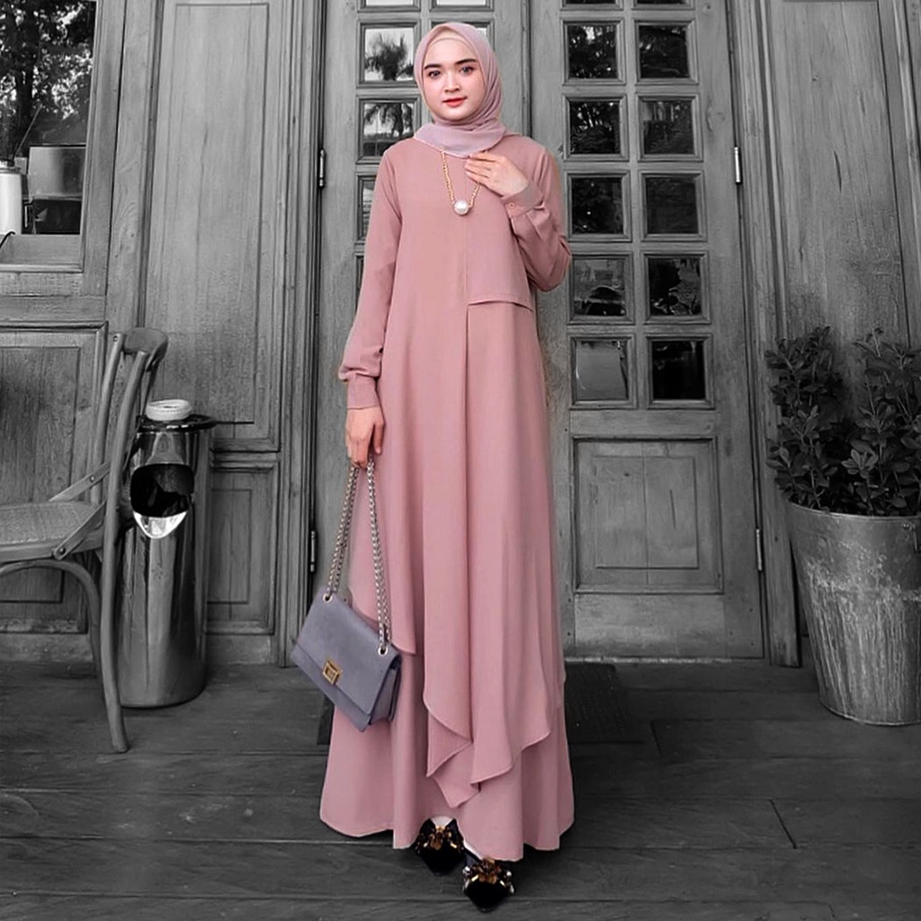 RECOMMENDED Iklip Fashion - [GAMIS MEWAH] Gamis Dress Muslim Wanita Erica Army Dress Gamis Pesta