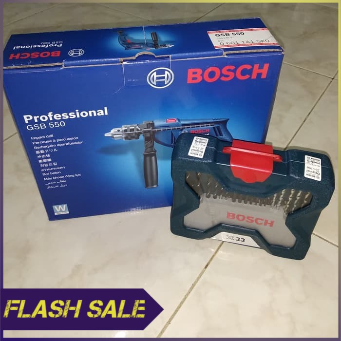 Bor Tembok   Bosch GSB 550   13mm   Bosch 33 X Line Set   Paket
