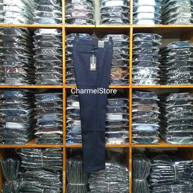Celana Kerja Formal Pria Slim Fit | Kantor | Bahan | BIRU DONGKER