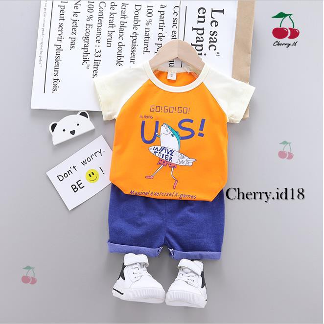 (6Bln-3thn) COD Setelan Baju Anak Cowok / Pakaian Lengan Pendek Anak Cowok  SB13