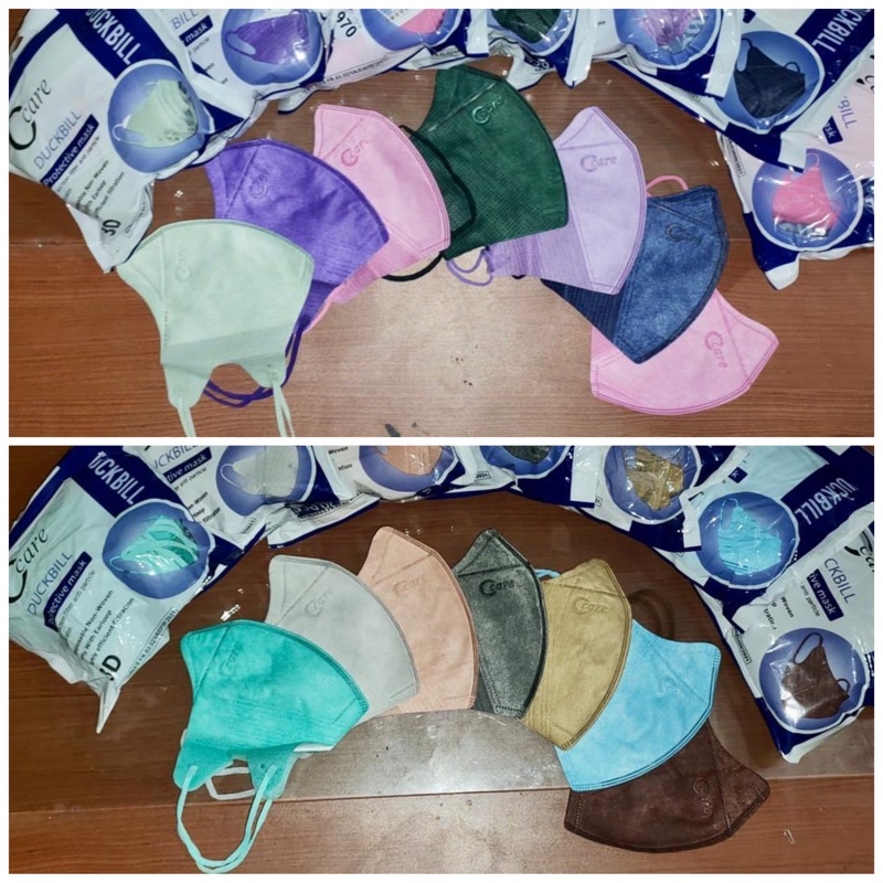 Masker C-Care DUCKBILL garis isi 10 / Masker Gaya Korea Earloop / Disposable Face Mask