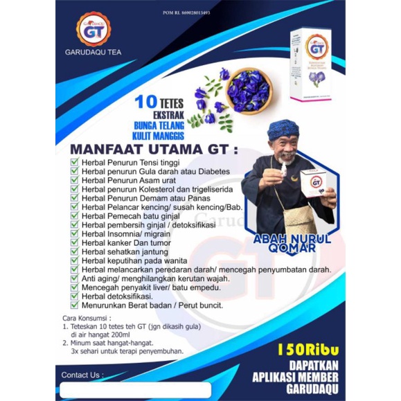 Herbal Tetes Teh Bunga Telang GT Merk GARUDAQU BPOM ORIGINAL