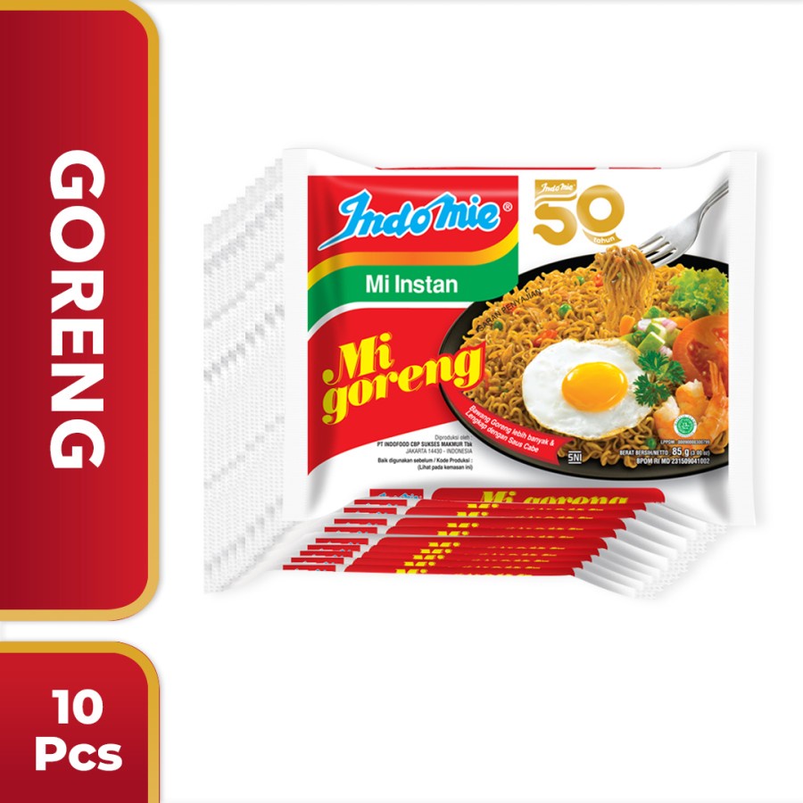 

10 pcs-Indomie Goreng Mie Instant (10 pcs x 85 gram)