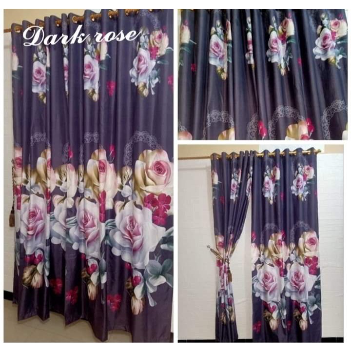 [READY STOK] Horden/Gorden Pintu Jendela 12 Ring Motif Ukuran 128x237 CM