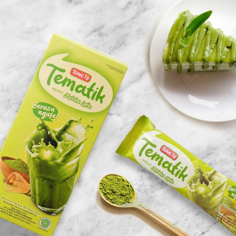 Tong Tji Tematik Matcha Latte 3's Free Canister Cantik