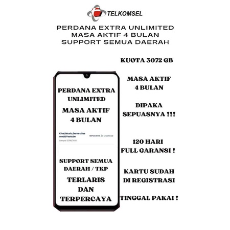 kartu fisik telkomsel extra unlimited 4 bulan