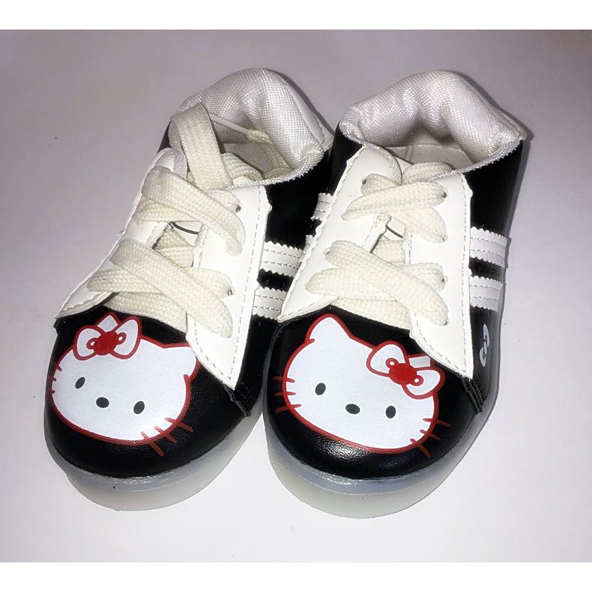 Sepatu Anak Motif Kucing Dengan Stripe Black