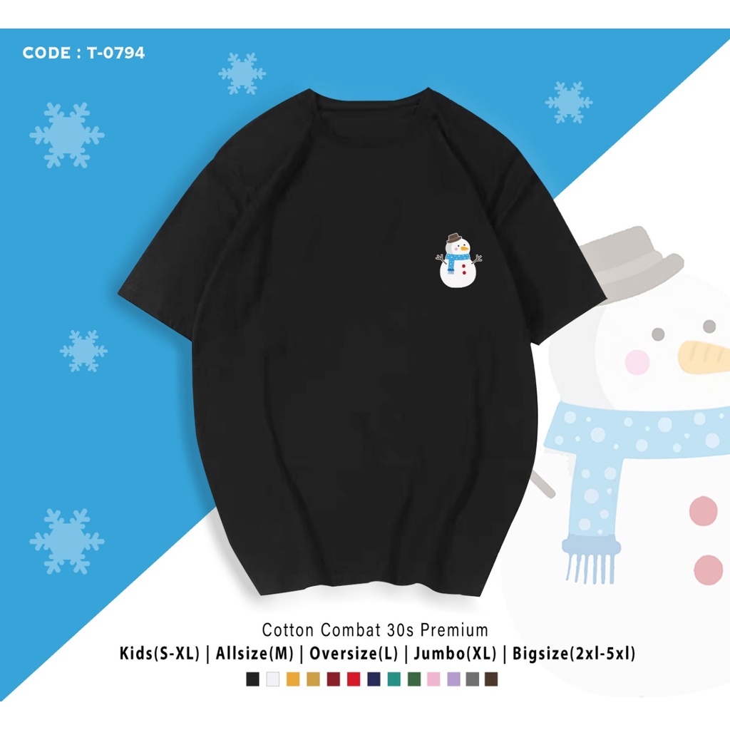 FREE CUSTOM NAMA - T-SHIRT / KAOS NATAL GAMBAR SNOWBALL / BONEKA SALJU / CUSTOM TEE / KAOS CUSTOM KELUARGA