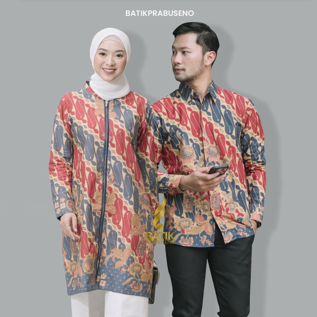 Batik Pria Wanita Motif YEPTI  Cauple  Printing Slimfit Lengan Panjang Original Kemeja Atasan Elegan