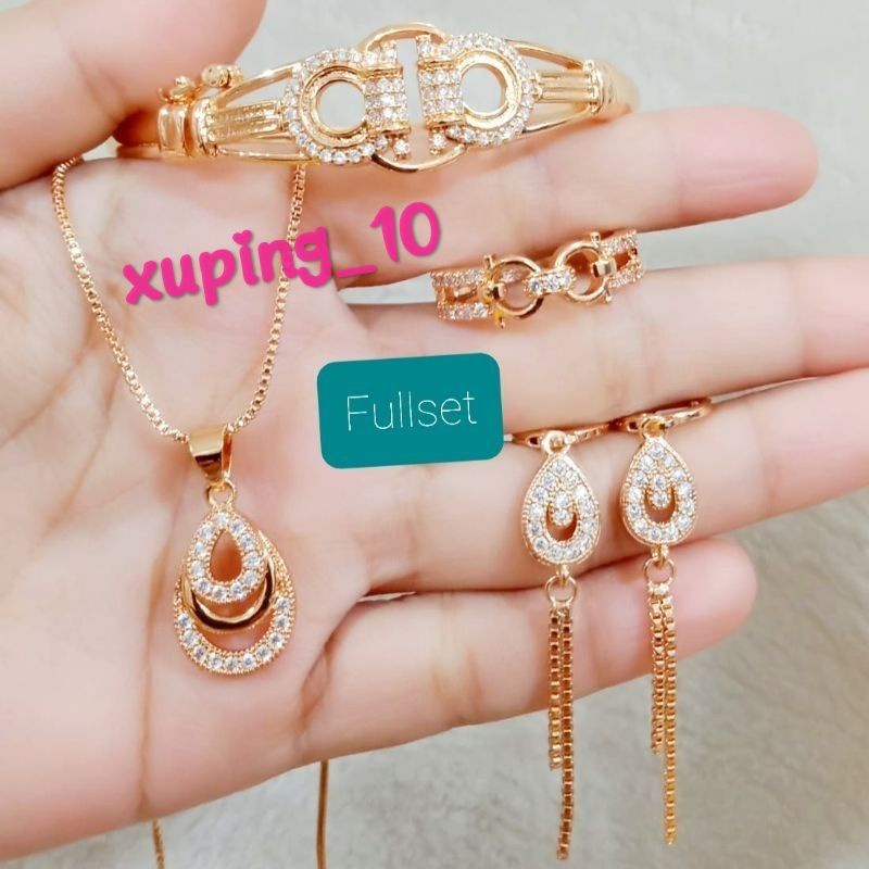 Set perhiasan xuping wanita lapis emas aksesoris fashion