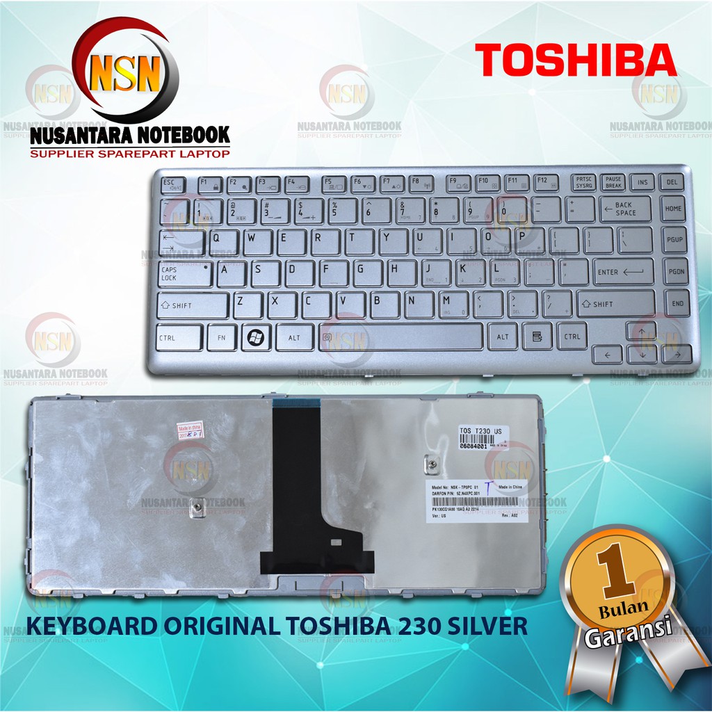 Keyboard Original Toshiba Portege T230 T235 Series Silver