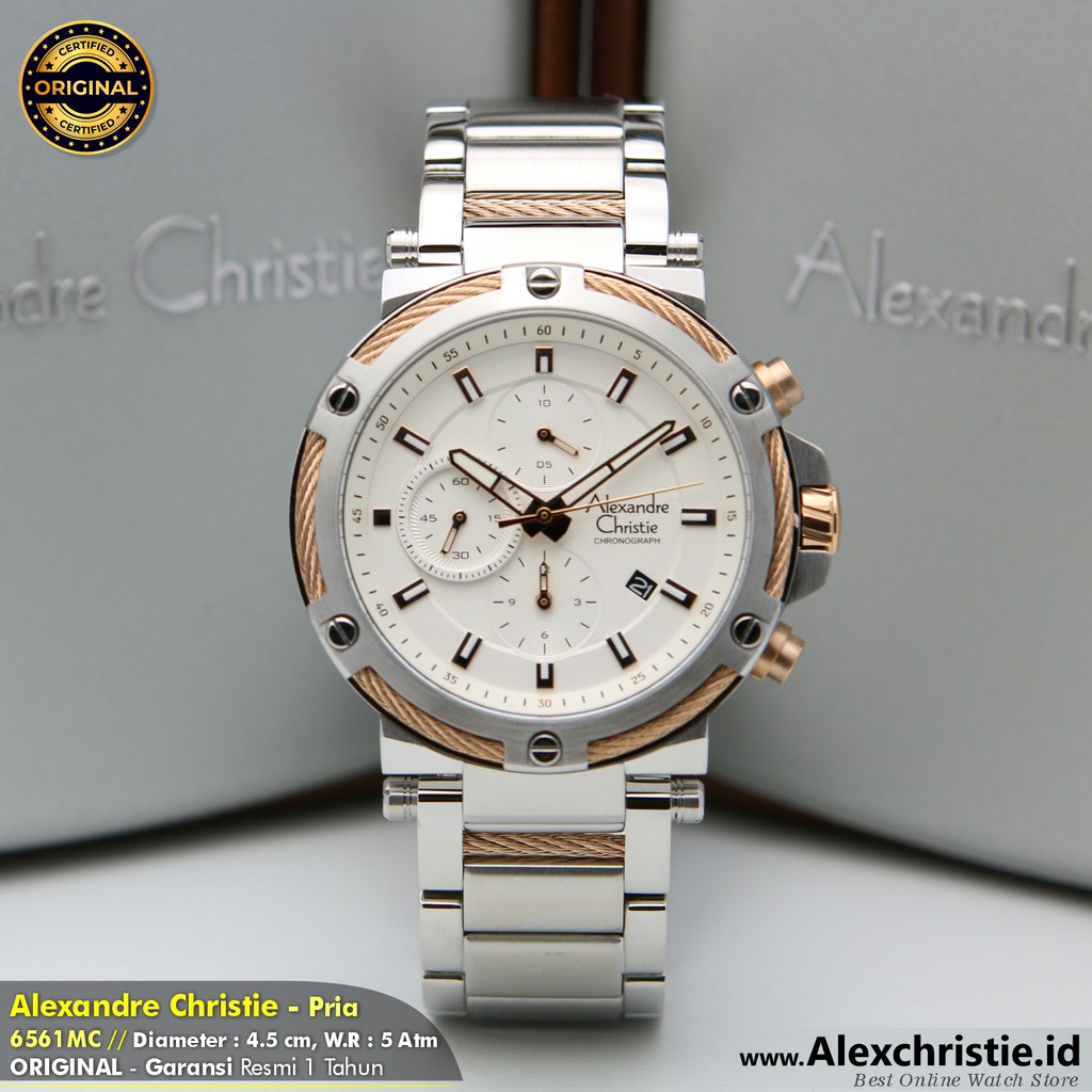 New 2021 Jam Alexander Christie Pria AC 6561MC Silver Rosegold Original - Sporty, Casual, Elegan