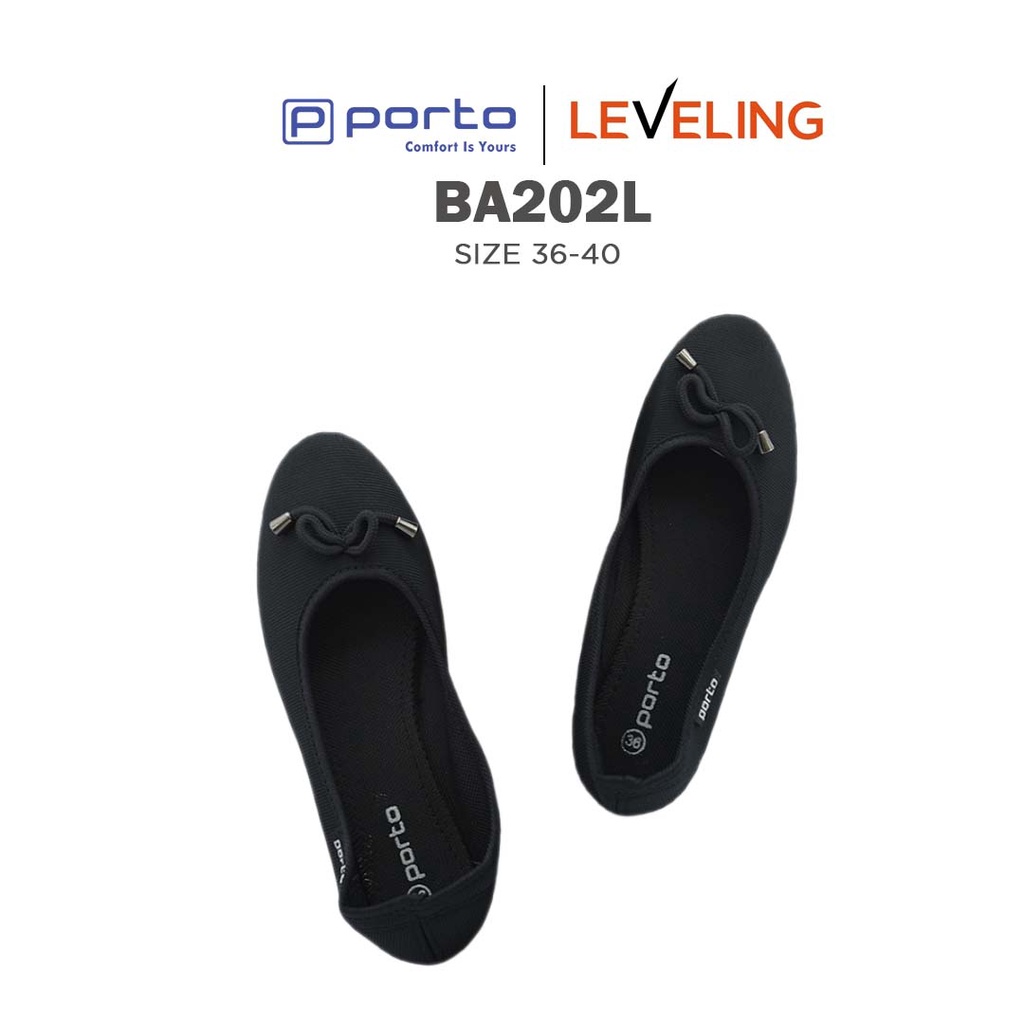 BA202L - Porto Leveling Sepatu Wanita Flatshoes Balet Kain Nyaman Empuk Simple Pita Korea Casual Original Porto Lady