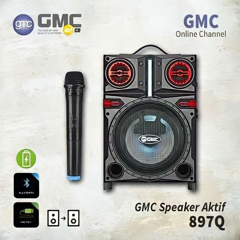 SPEAKER GMC BLUETOOTH KARAOKE 897Q FREE MIC WIRELESS